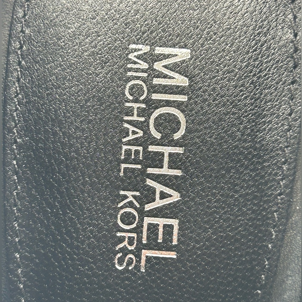 Michael Kors Halle Mule Pump Leather Black Pointed Toe Heels Size 7.5M NIB - Picture 12 of 14